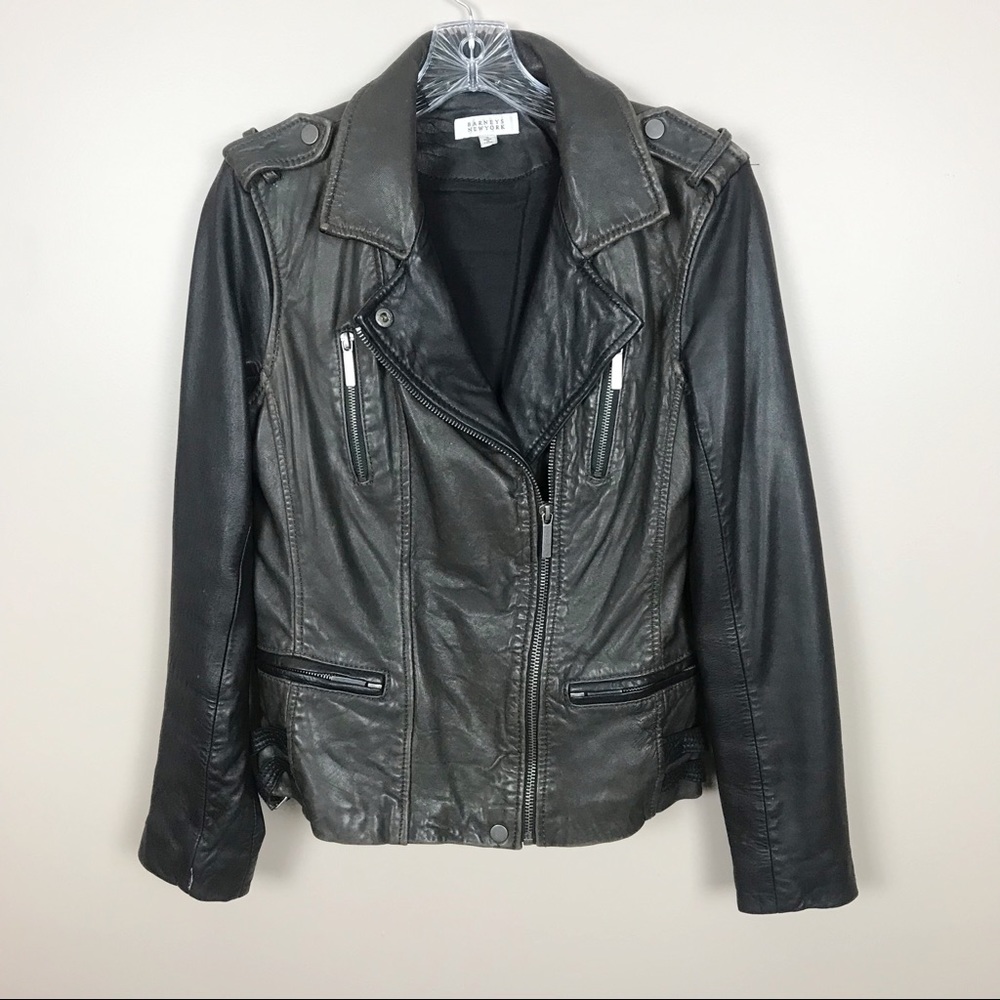 Barney’s New York Dk Brown Leather Jacket size S